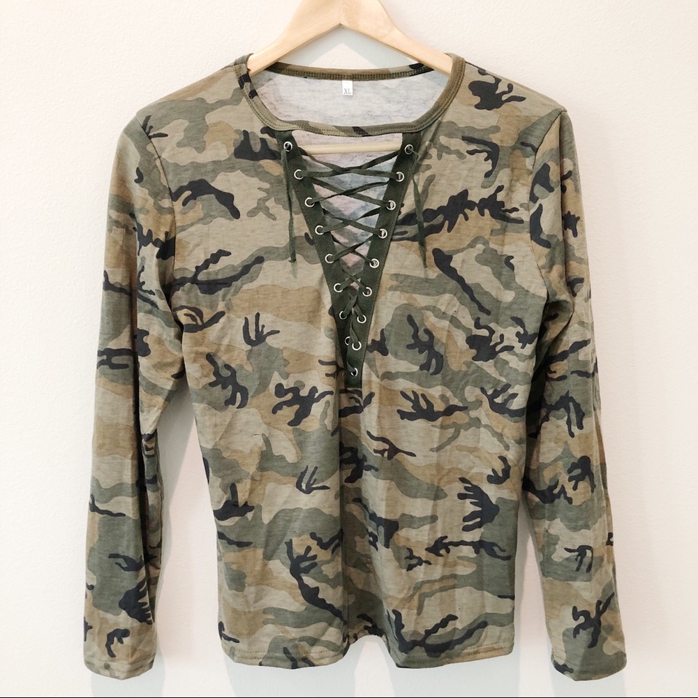 Camo Lace Up Shirt